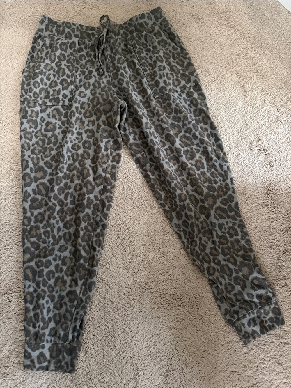 SO Olive Green Leopard Print Joggers